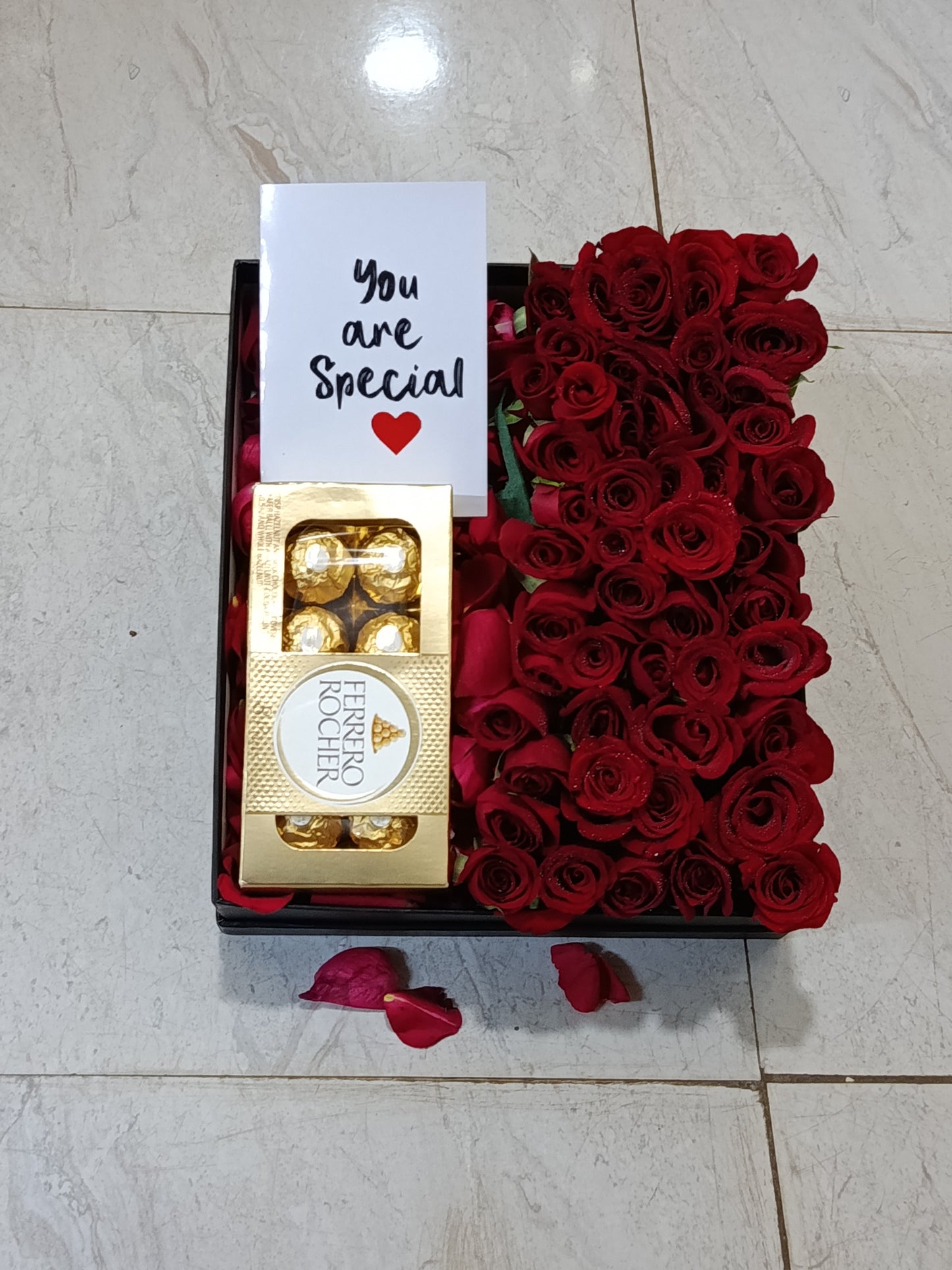 RED ROSE & CHOCOLATE BOX ARRANGEMENT
