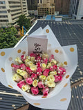 PINK & WHITE ROSES WITH BABY BREATH