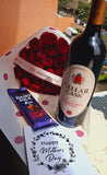 FLOWERS, CELLAR CASK WINE & A CHOCOLATE BAR