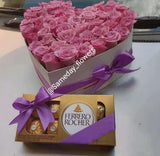 PURPLE HEART BOX ROSES & CHOCOLATES