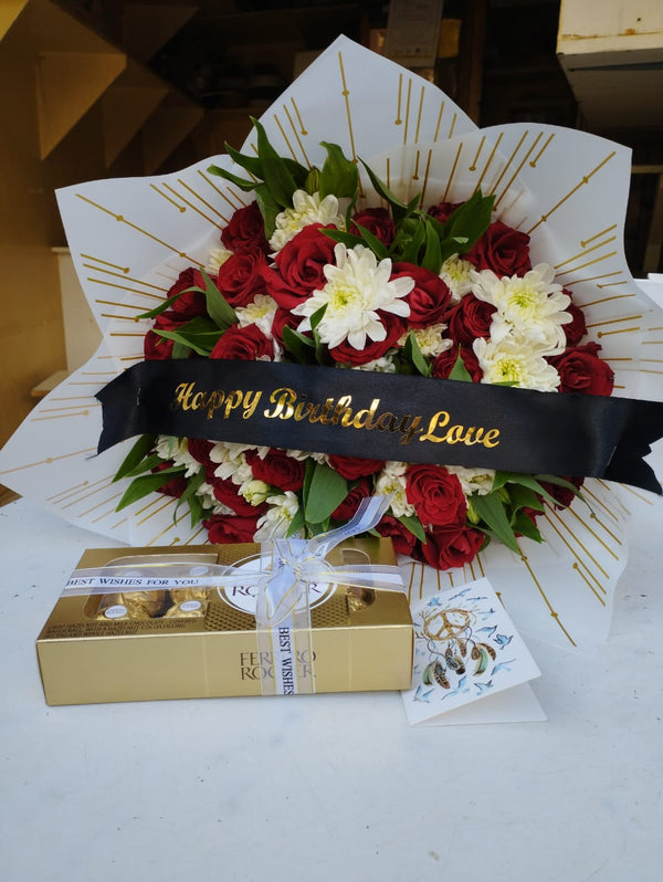 LOVELY FLOWER COMBO & FERRERO ROCHER CHOCOLATES