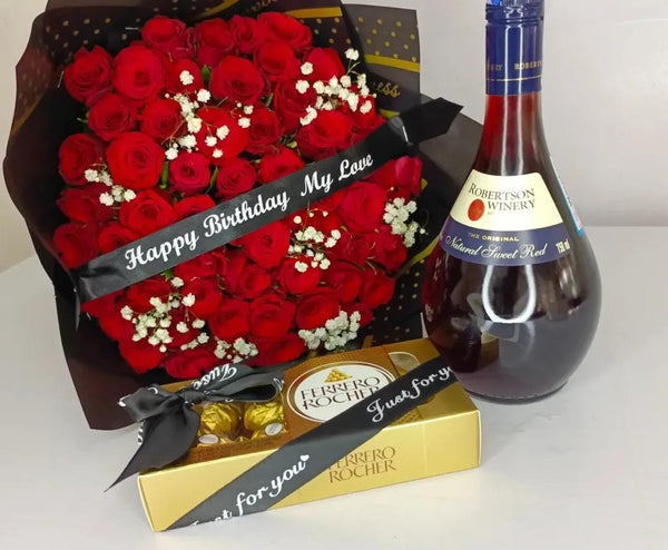 FLOWERS, ROBERTSON WINE WITH FERRERO ROCHER CHOCOLATES COMBO