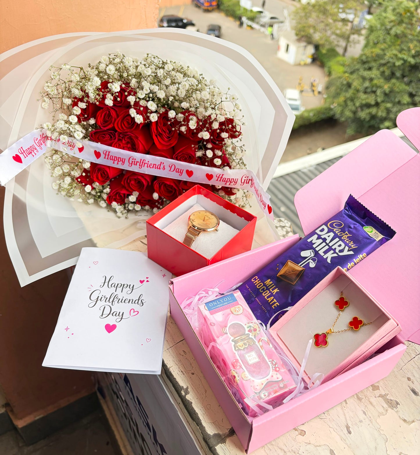 RED ROSES, WATCH & GOODIE LOVE BOX