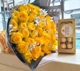 YELLOW ROSES & FERRERO ROCHER CHOCOLATES