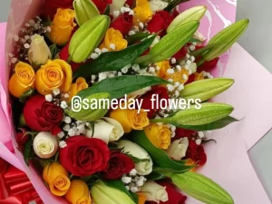 MIXED ROSES WITH LILIES