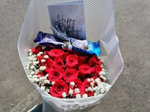 RED ROSES WITH CADBURY CHOCOLATE