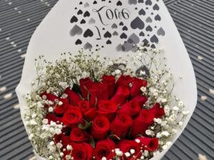 RED ROSES WITH BABY BREATH