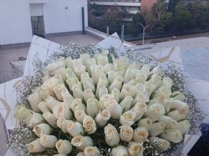 100 PURE WHITE ROSES